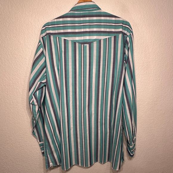 Vintage Wrangler Western Shirts Men's Pearl Snap Long Sleeve‎ Shirt 2XL - Picture 8 of 11